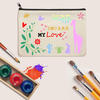 Blank Canvas Zipper Pencil Bags DIY Multipurpose Cotton Canvas Pen Pencil Case Canvas Cosmetic Bag With DIY Drawing Template Early Childhood Education 
