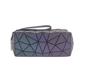 New Geometric Zipper Cosmetic Bag Women Luminous Makeup Bag Ladies Cosmetics Organizer Folding Travel bag
