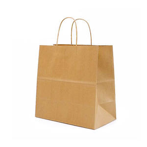 Cheap Recycled Custom Logo Printed Grocery Shopping Packaging Brown Kraft Paper Bag With Handles